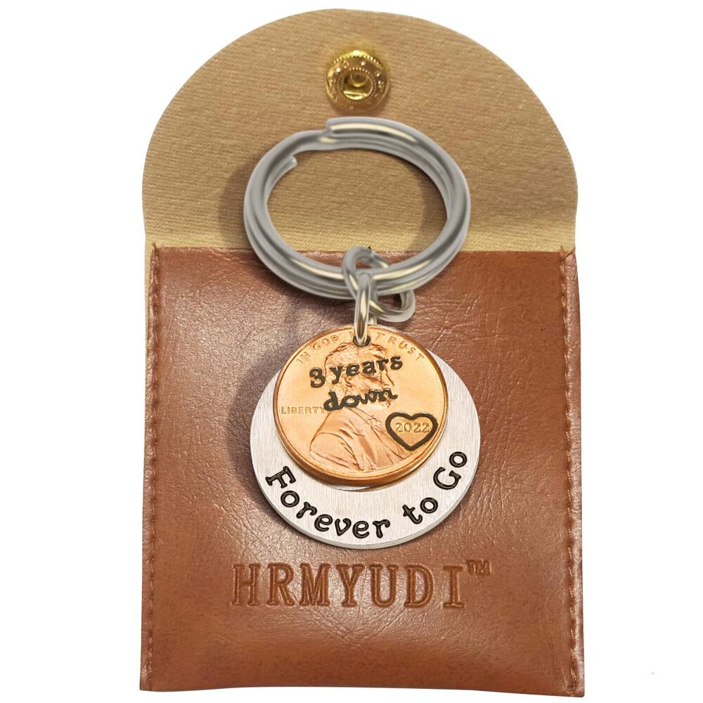 5549 3 Years Anniversary Copper Gift for Man , Coin Keychain with a 2022